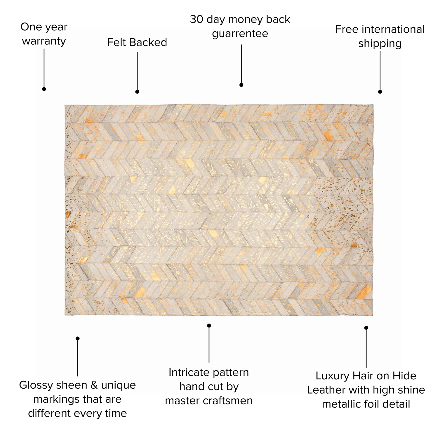 Cream & Gold Herringbone Rug - Image 3