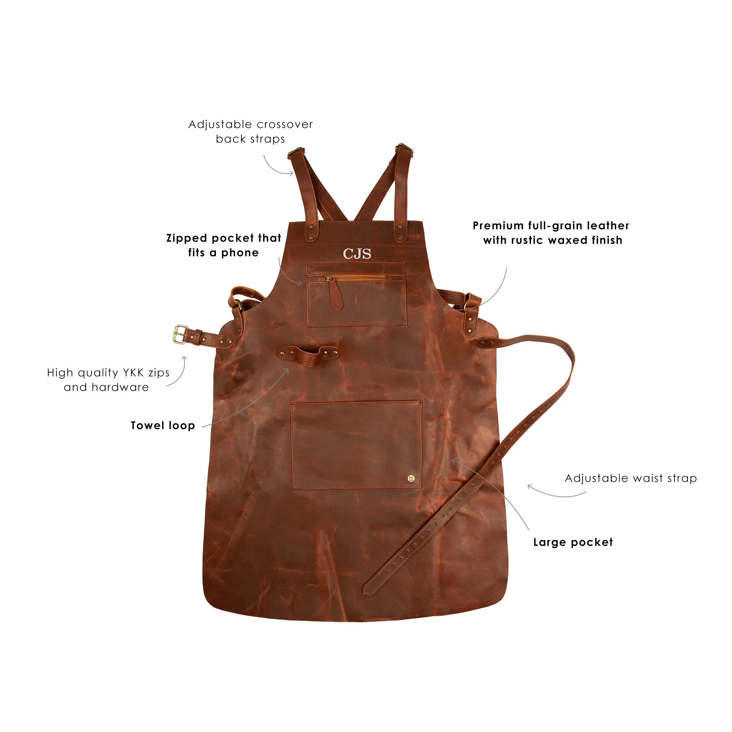 Cross Back Leather Apron - Image 6