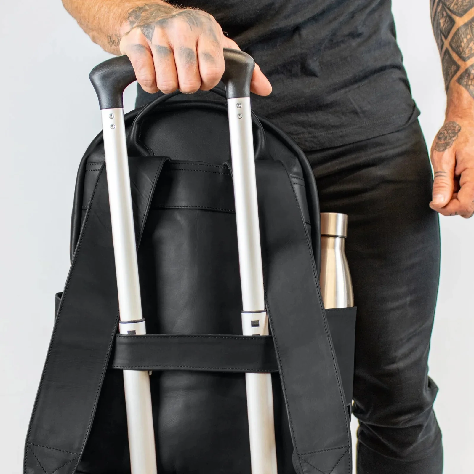 Laser Personalized Black Leather Backpack - Image 7