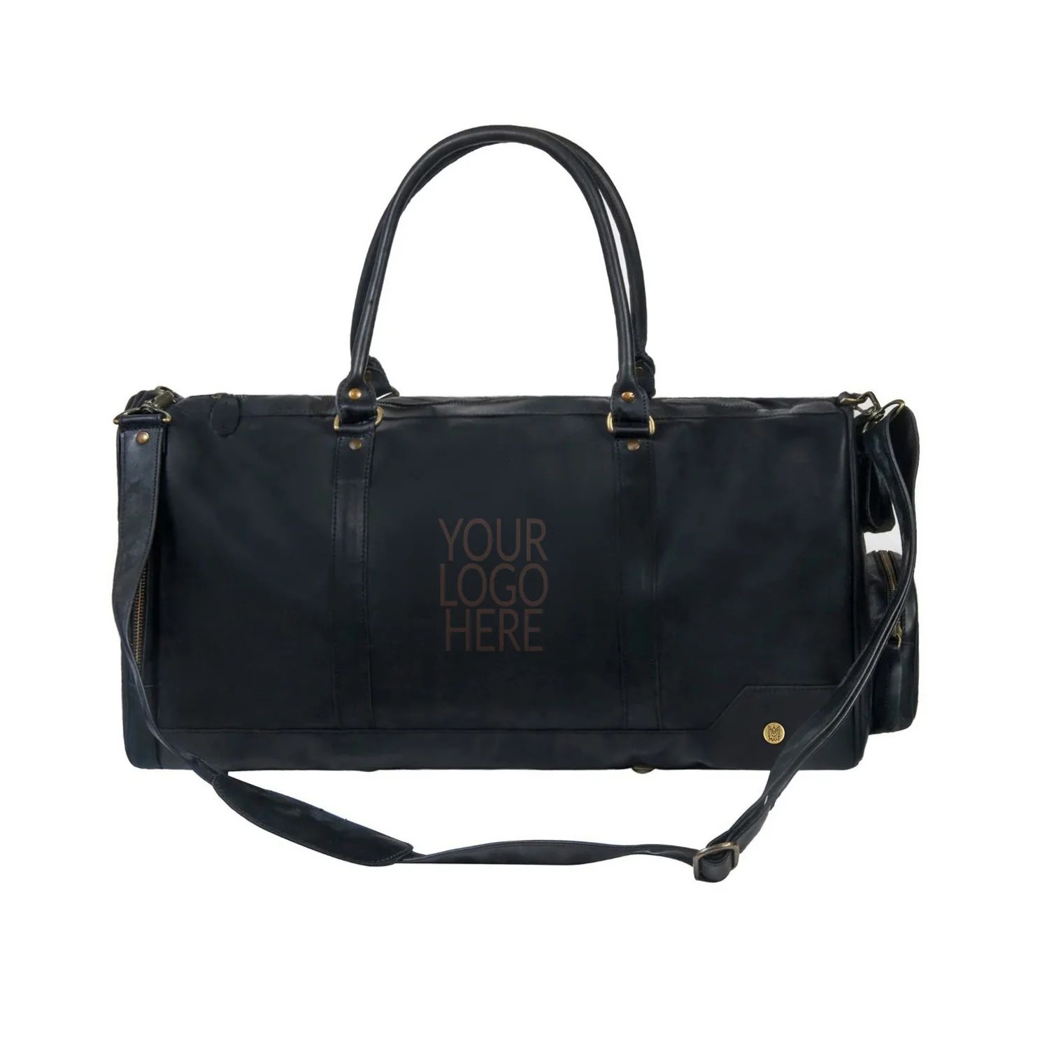 Laser Personalized Black Leather Overnight Bag - Image 6