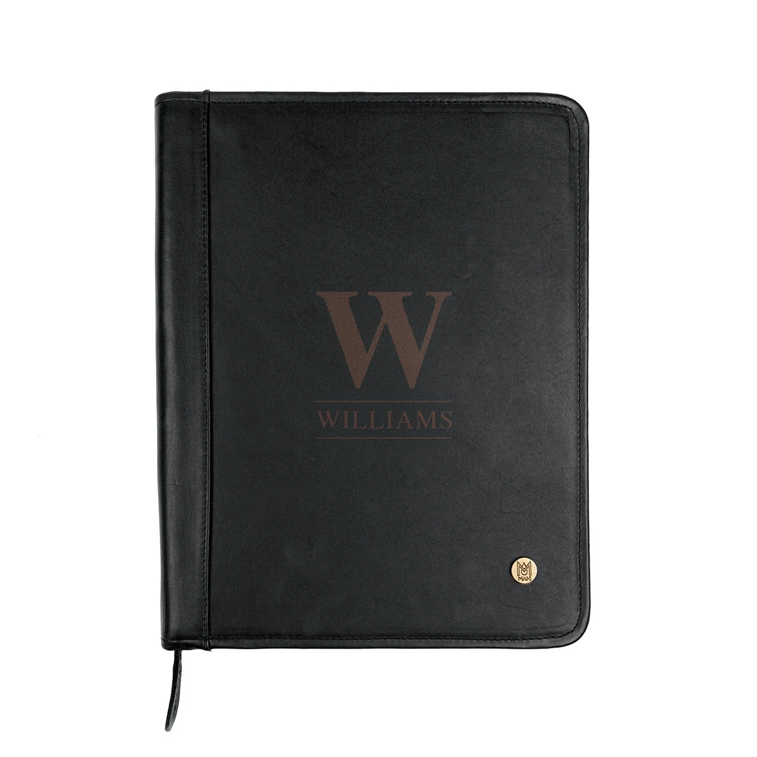 Laser Personalized Black Leather Portfolio