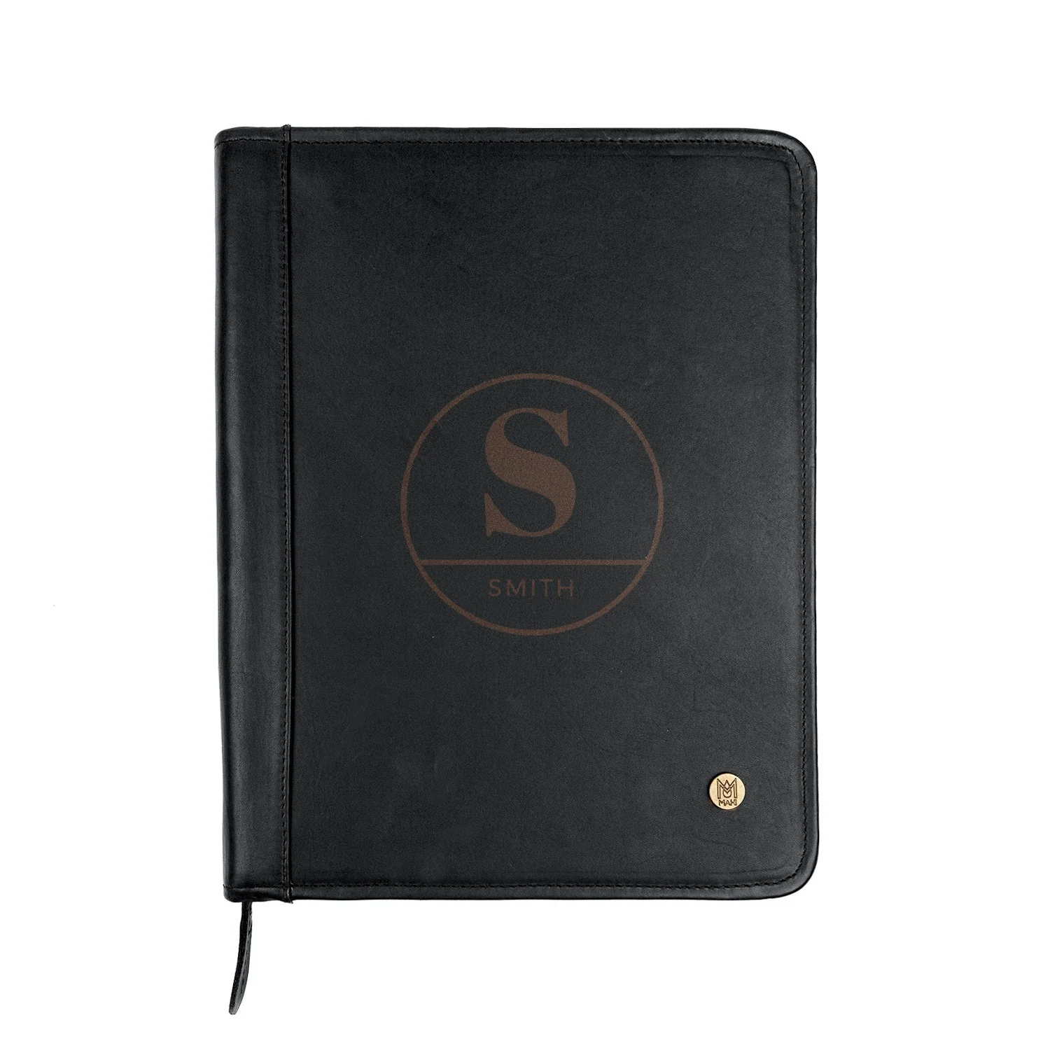Laser Personalized Black Leather Portfolio - Image 2