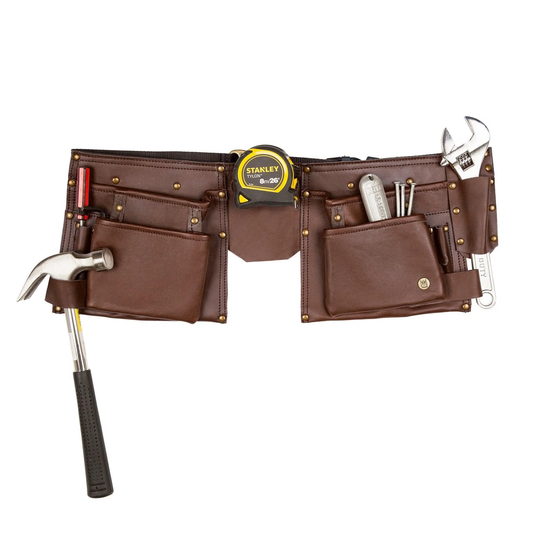 Laser Personalized Brown Leather Tool Belt - Image 3