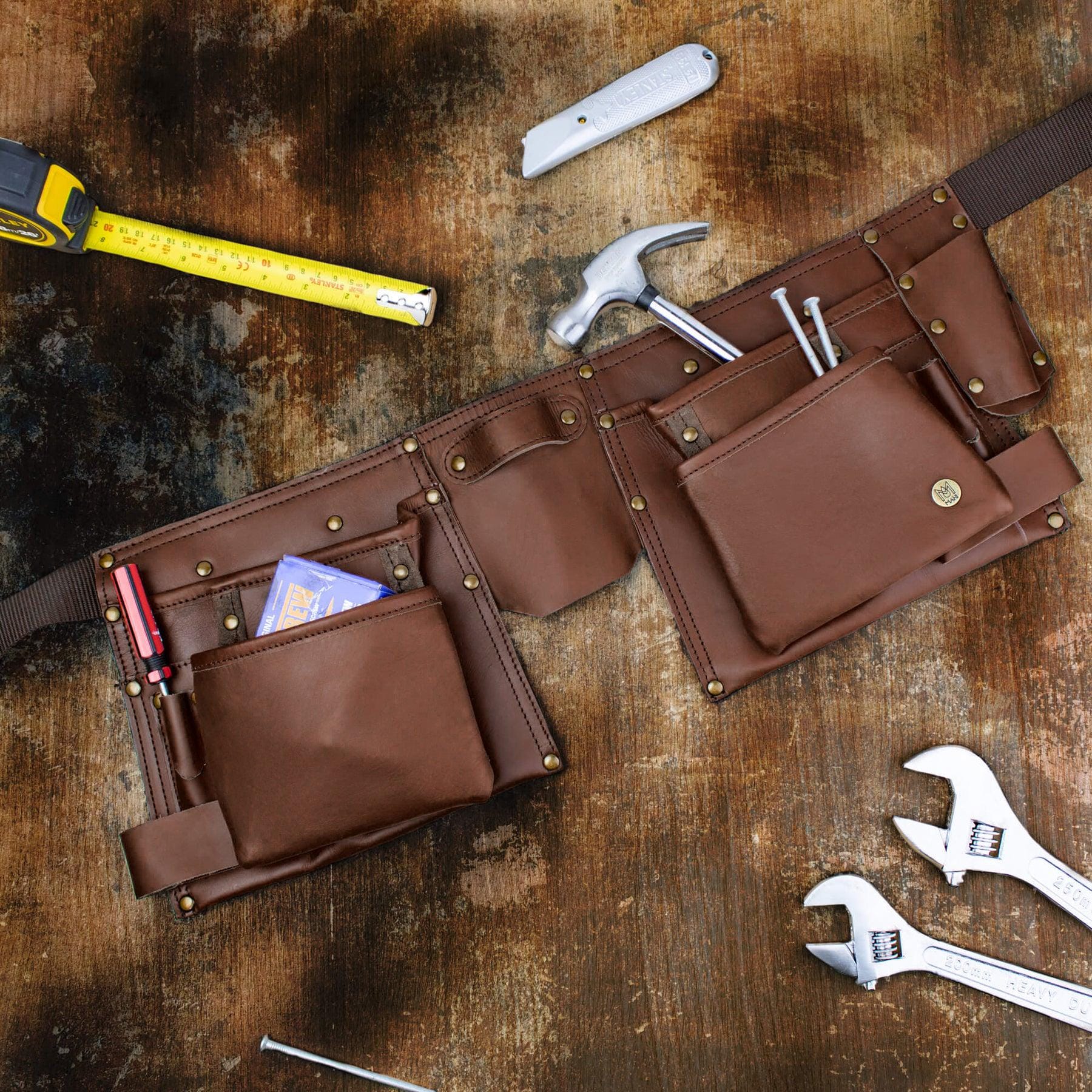 Laser Personalized Brown Leather Tool Belt - Image 4