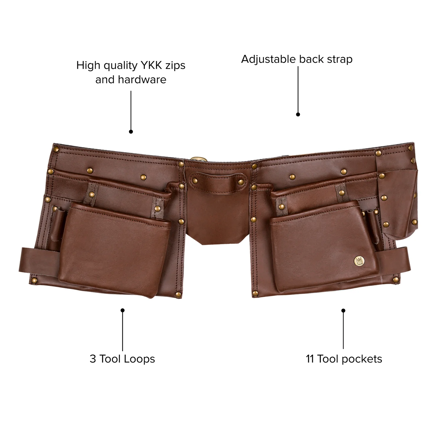 Laser Personalized Brown Leather Tool Belt - Image 5