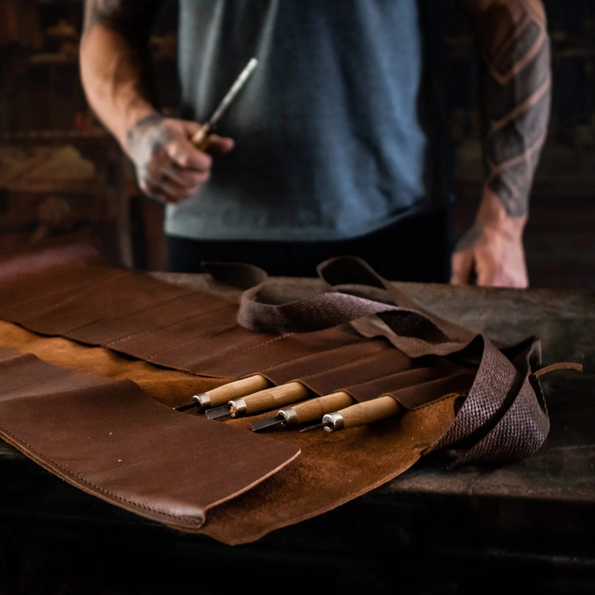 Laser Personalized Leather Tool Wrap - Image 4
