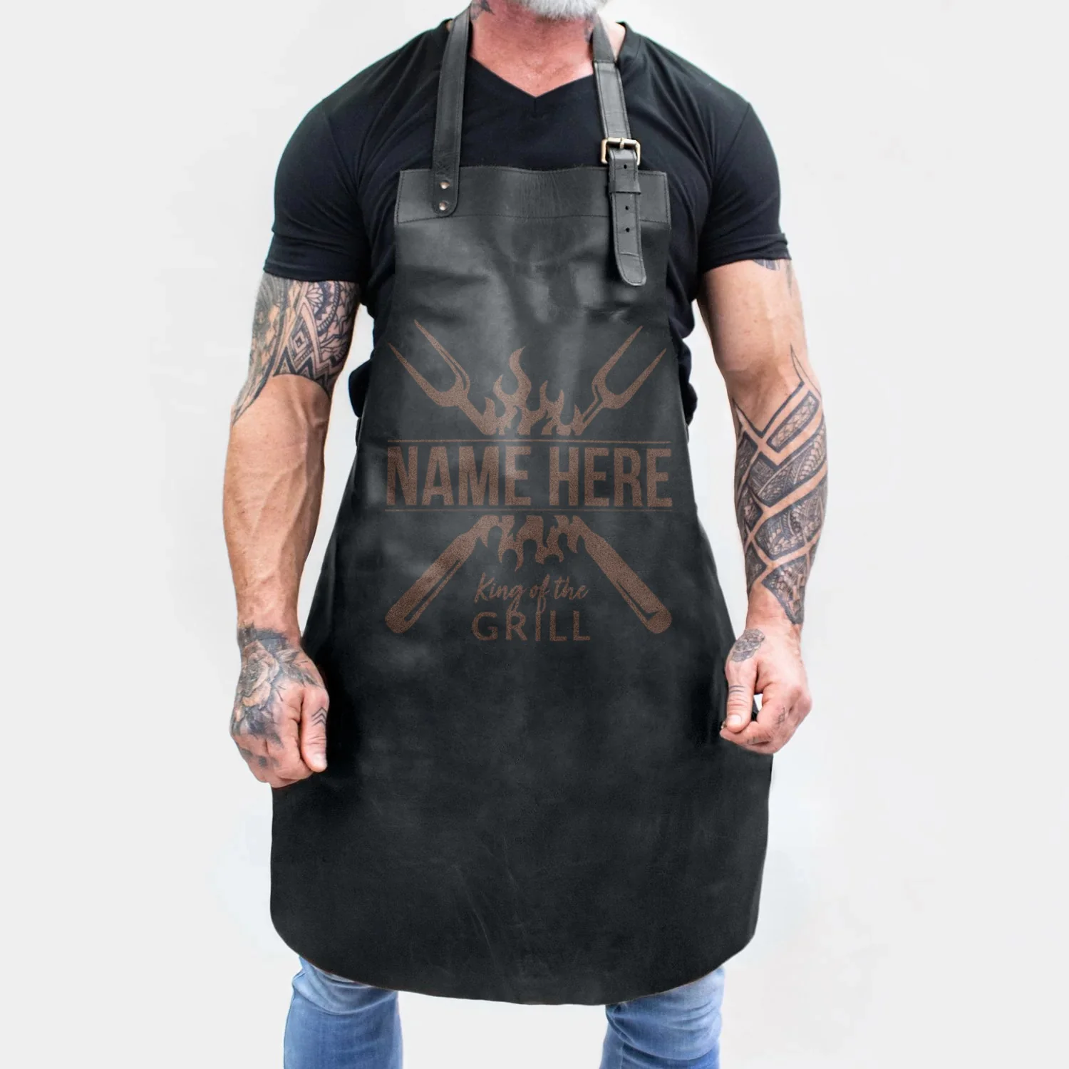 Personalized Black Barbecue Apron - Image 2