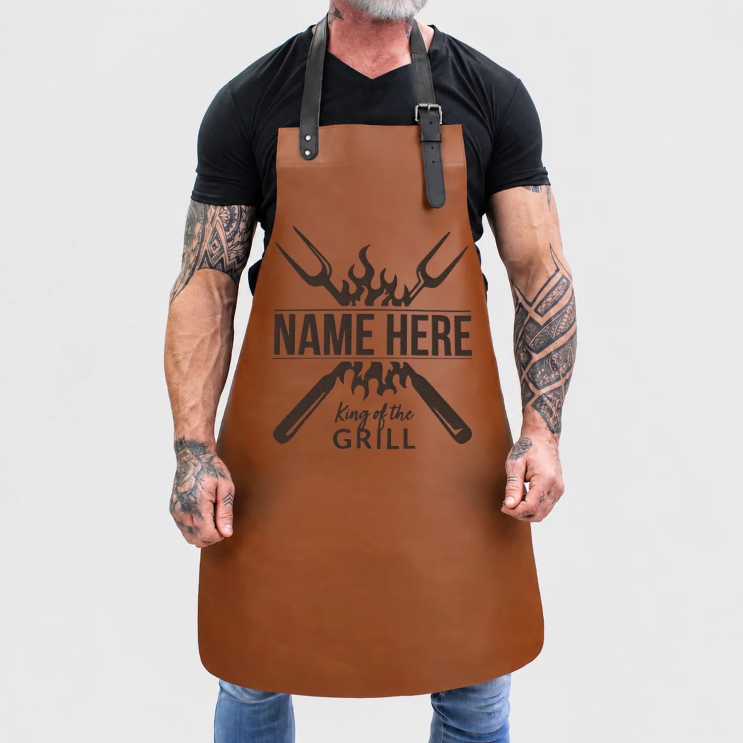 Personalized Tan Barbecue Apron - Image 2